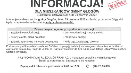 Gmina Głogów: sprawdzaj firmy oferujące audyty i dotacje