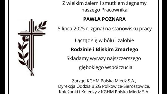 Kondolencje dla rodziny zmarłego górnika