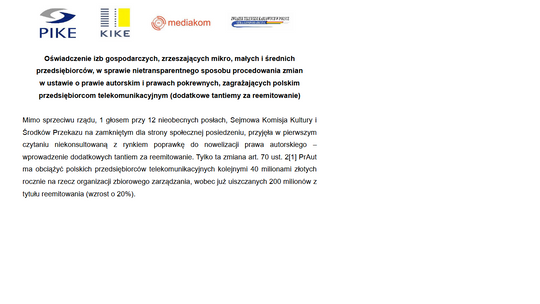 Nietransparentne procedowanie zmian w prawie autorskim