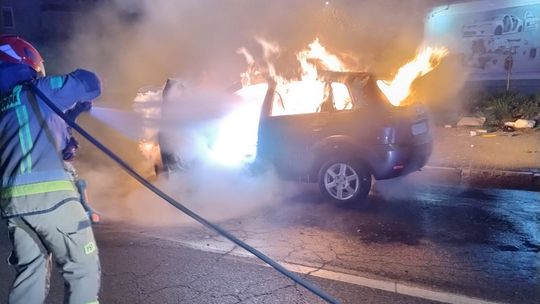 Pożar auta w Głogowie. Samochód spłonął przy ul. Kościuszki