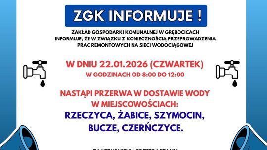 Przerwa w dostawie wody w gminie Grębocice. Sprawdź, kogo dotyczy