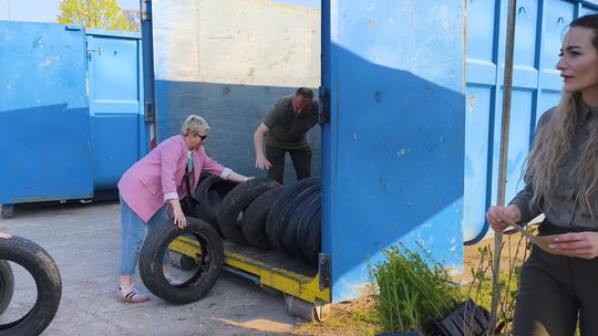 STARE OPONY ZAMIENILI NA SADZONKI DRZEW