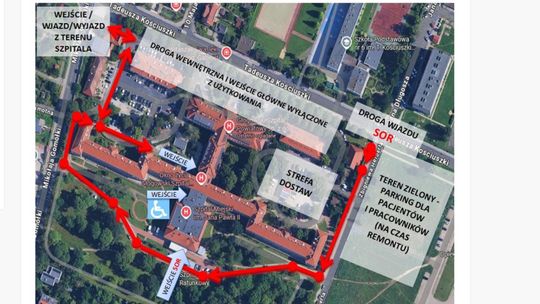 Uwaga kierowcy! Od 23 czerwca brak wjazdu na teren szpitala w Głogowie
