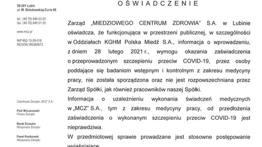 ZARZĄD MCZ ZAPRZECZA INFORMACJI