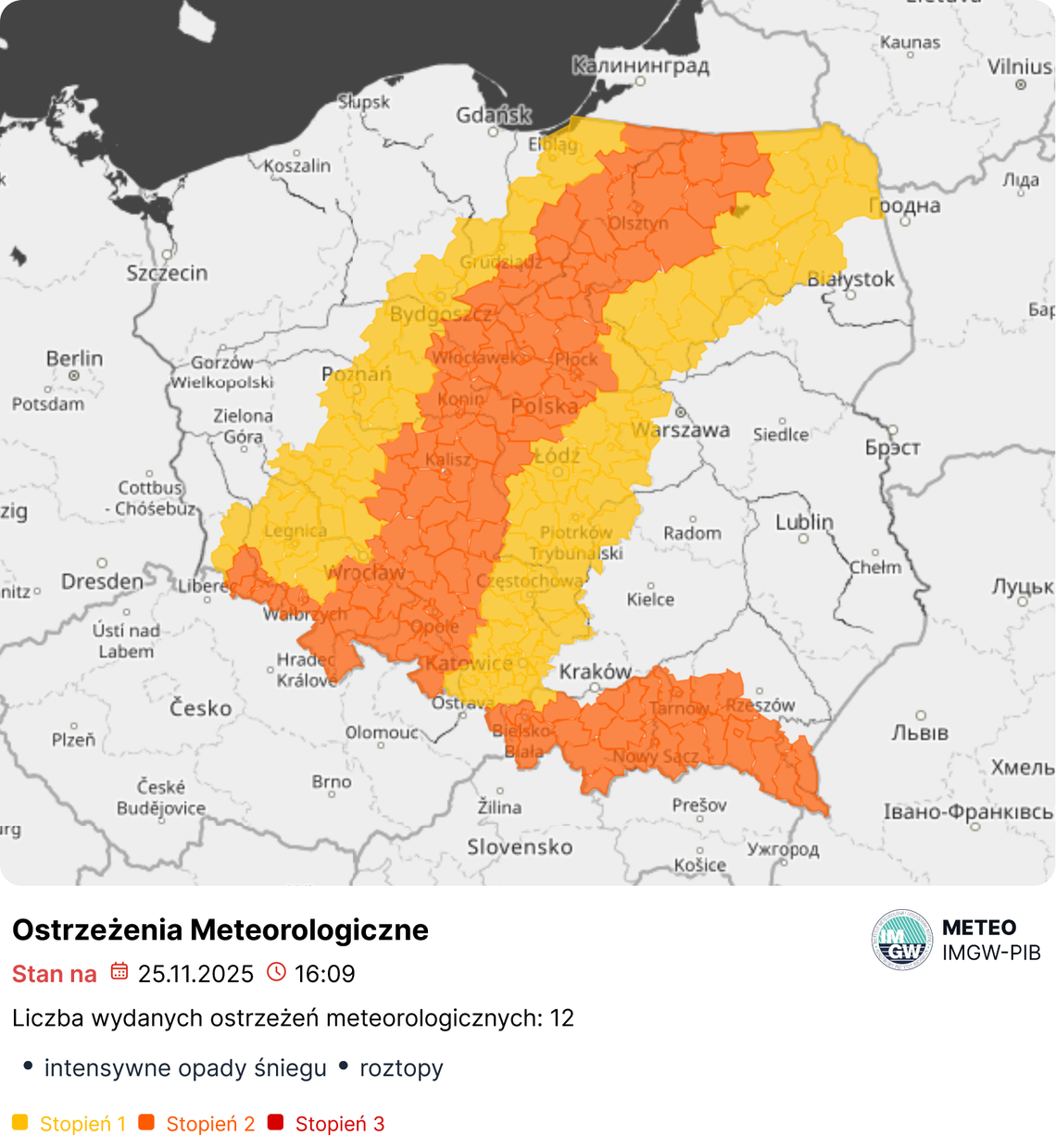 Alert IMGW dla powiatu głogowskiego. Mocne opady śniegu i śliskie drogi