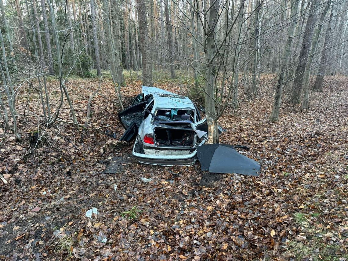 Wypadł z drogi i uderzył w drzewo