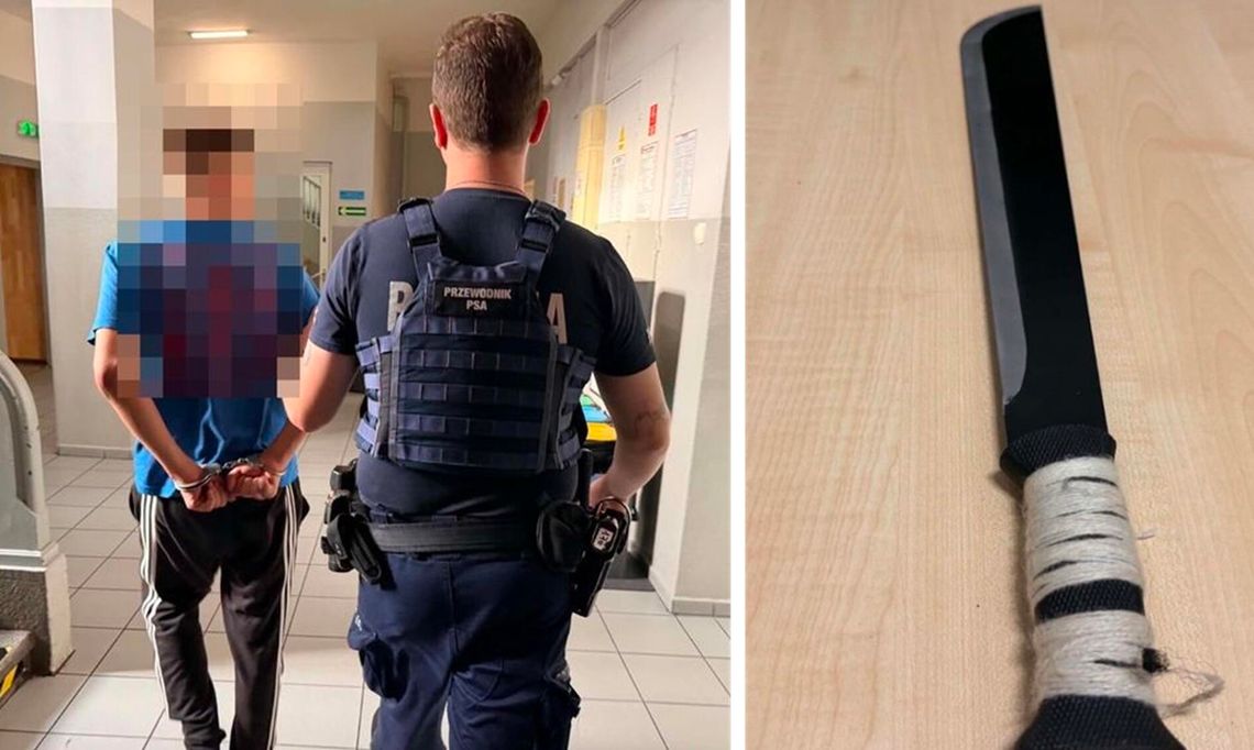 GROZIŁ MATCE ŚMIERCIĄ. POLICJA ZABEZPIECZYŁA JEGO MACZETĘ GROZIŁ MATCE ŚMIERCIĄ. POLICJA ZABEZPIECZYŁA JEGO MACZETĘ