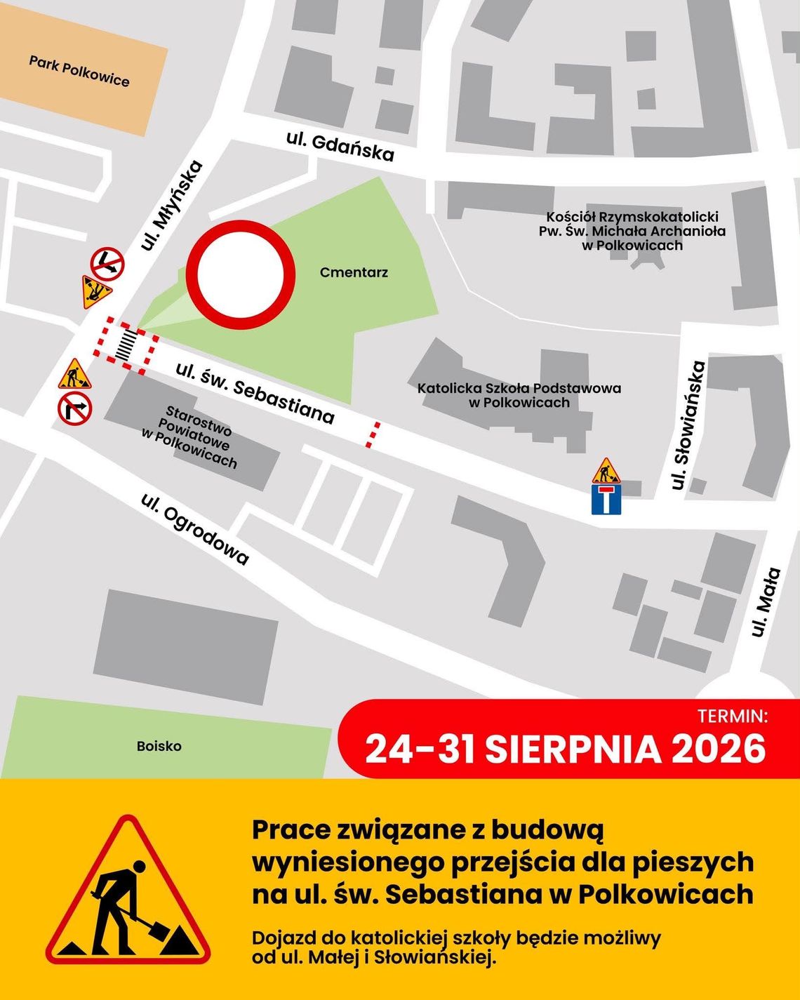 Polkowice: ważne utrudnienia na ul. św. Sebastiana Polkowice: ważne utrudnienia na ul. św. Sebastiana