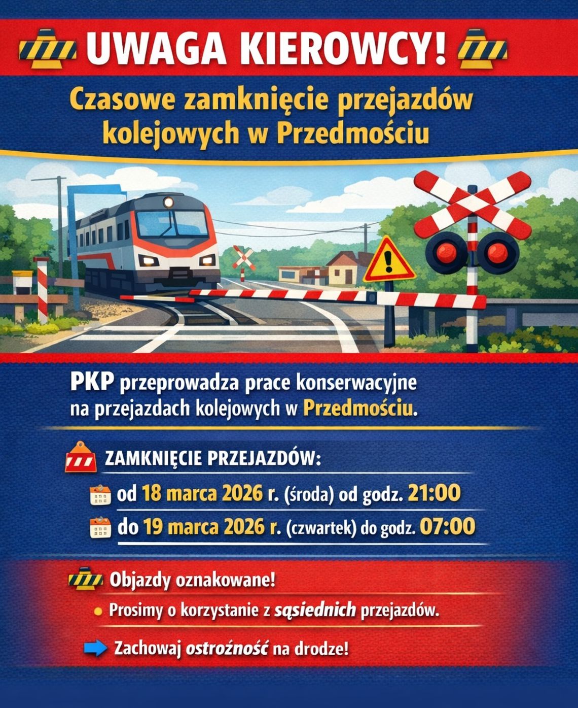 Przedmoście: przejazdy kolejowe będą zamknięte. Sprawdź terminy