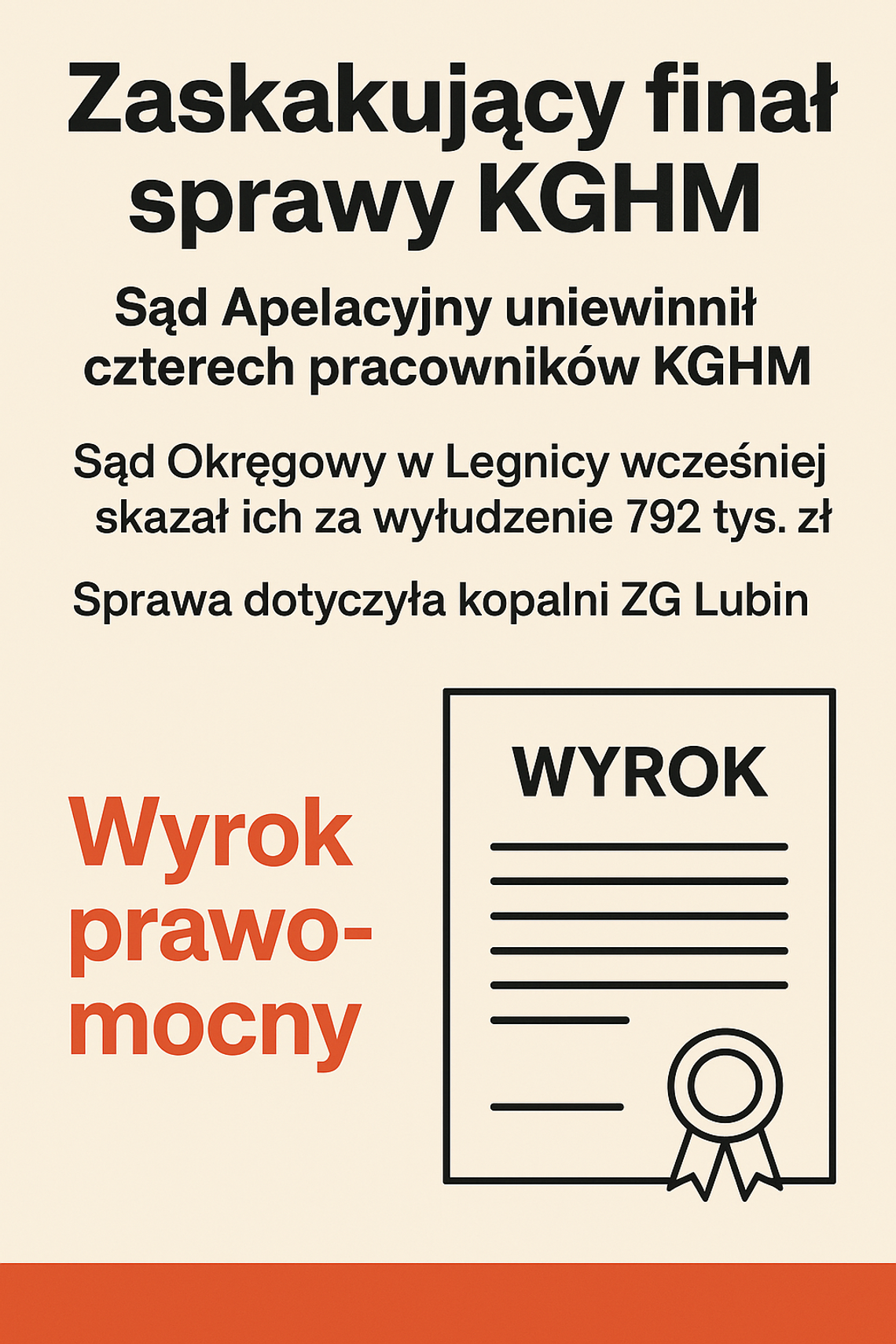 Zaskakujący finał sprawy KGHM – sąd uniewinnił czterech pracowników Zaskakujący finał sprawy KGHM – sąd uniewinnił czterech pracowników