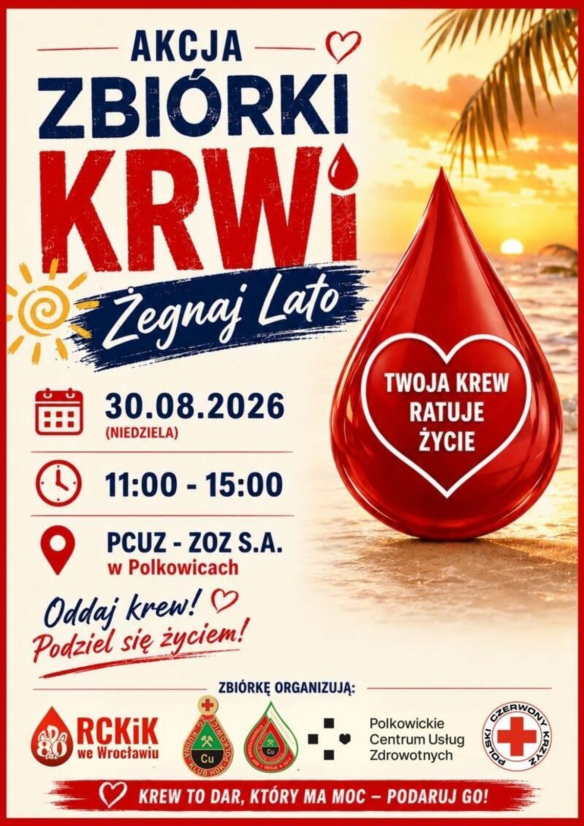 „Żegnaj Lato” z kroplą dobra. W Polkowicach odbędzie się akcja krwiodawstwa „Żegnaj Lato” z kroplą dobra. W Polkowicach odbędzie się akcja krwiodawstwa